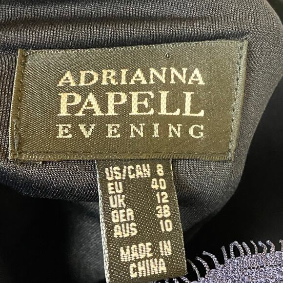 Adrianna Papell Evening Dress Navy Blue Lace Overlay Cocktail Party Size 8 - Picture 8 of 15